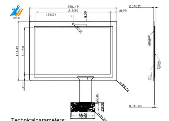 10.1 inch geprojecteerd capacitieve touchpaneel in één ITO-glas